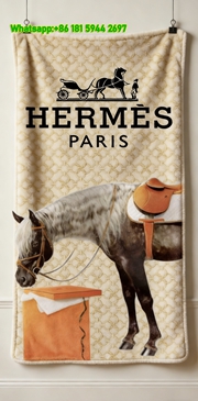 Hermès Dapple Horse & Orange Box Flannel Throw Blanket IMG_5070